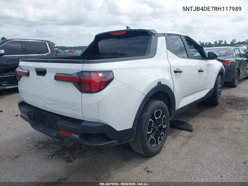 2024 Hyundai Santa Cruz Sel VIN: 5NTJB4DE7RH117989 Lot: 45278750