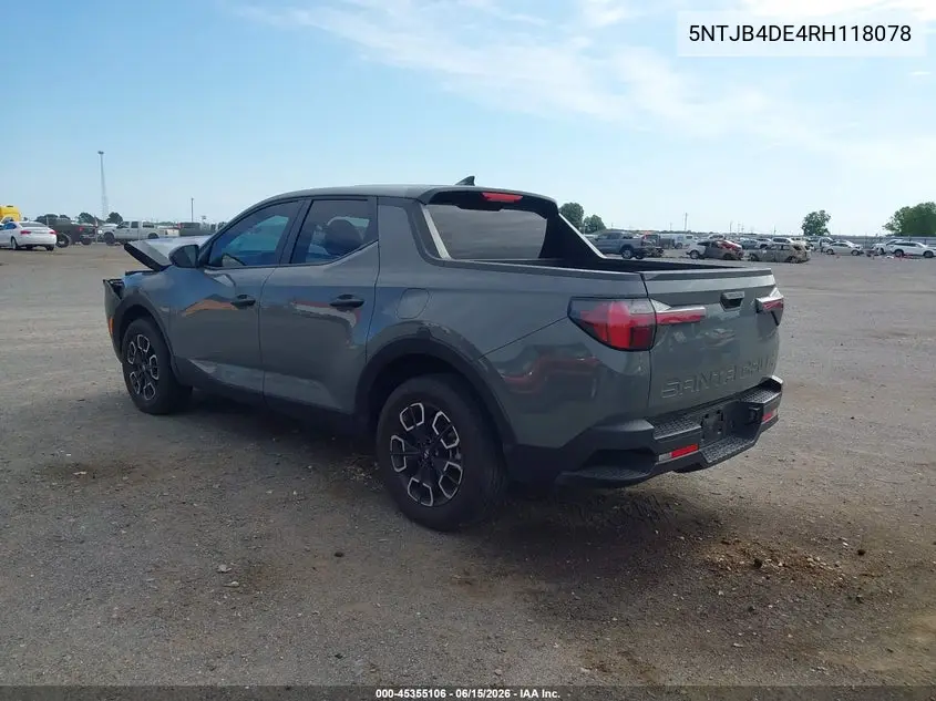 2024 Hyundai Santa Cruz Sel VIN: 5NTJB4DE4RH118078 Lot: 45355106