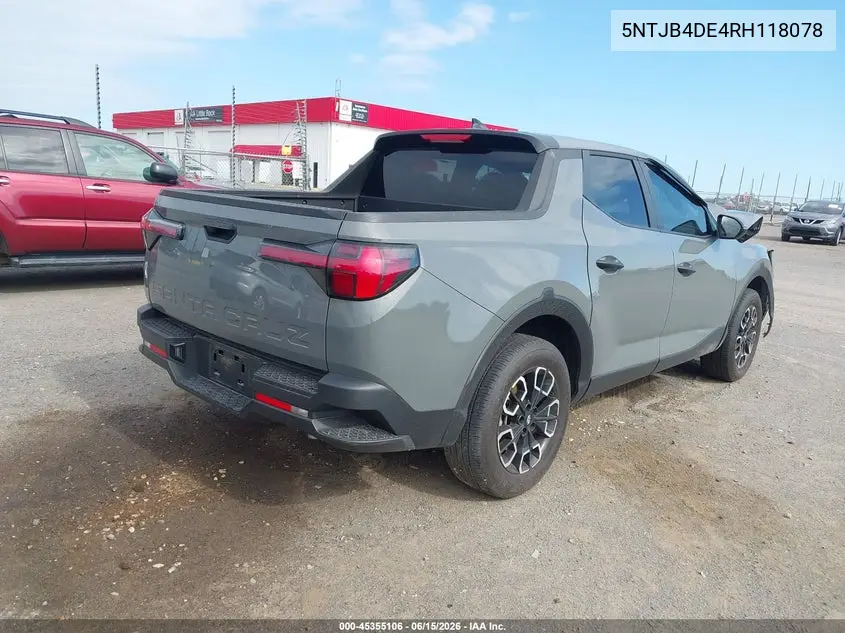 2024 Hyundai Santa Cruz Sel VIN: 5NTJB4DE4RH118078 Lot: 45355106