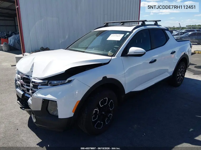 2024 Hyundai Santa Cruz Sel VIN: 5NTJCDDE7RH112451 Lot: 45379697