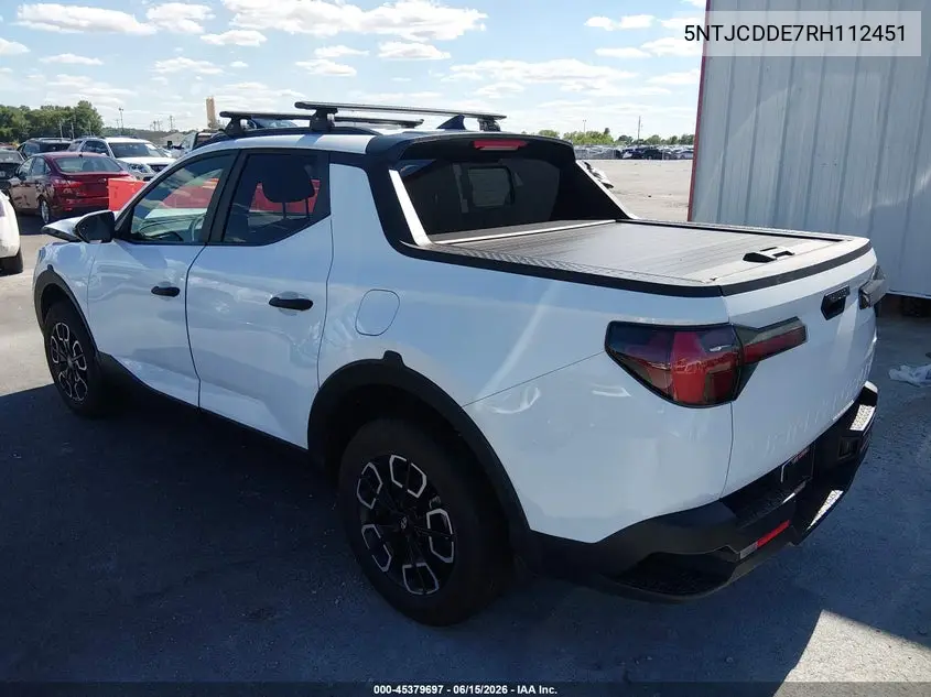 2024 Hyundai Santa Cruz Sel VIN: 5NTJCDDE7RH112451 Lot: 45379697