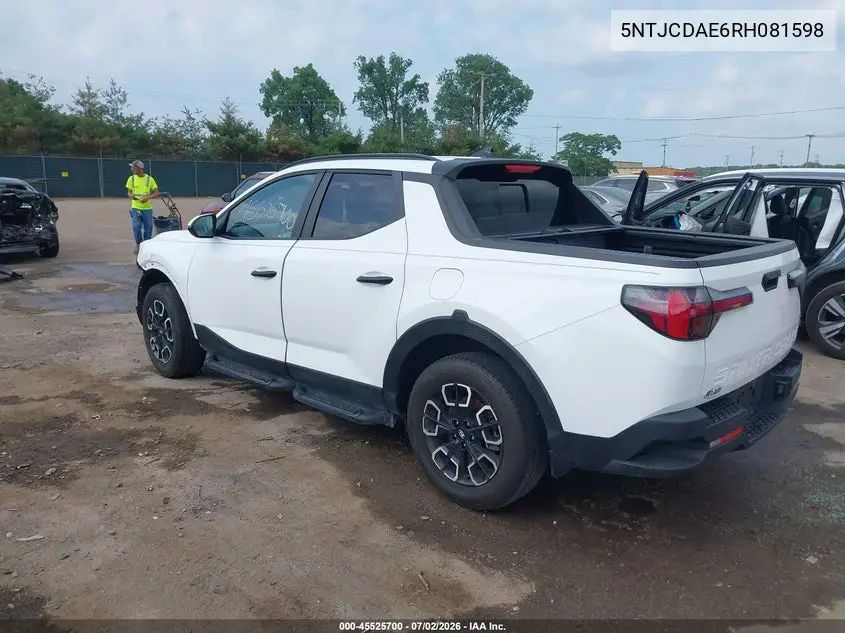 2024 Hyundai Santa Cruz Sel VIN: 5NTJCDAE6RH081598 Lot: 45525700