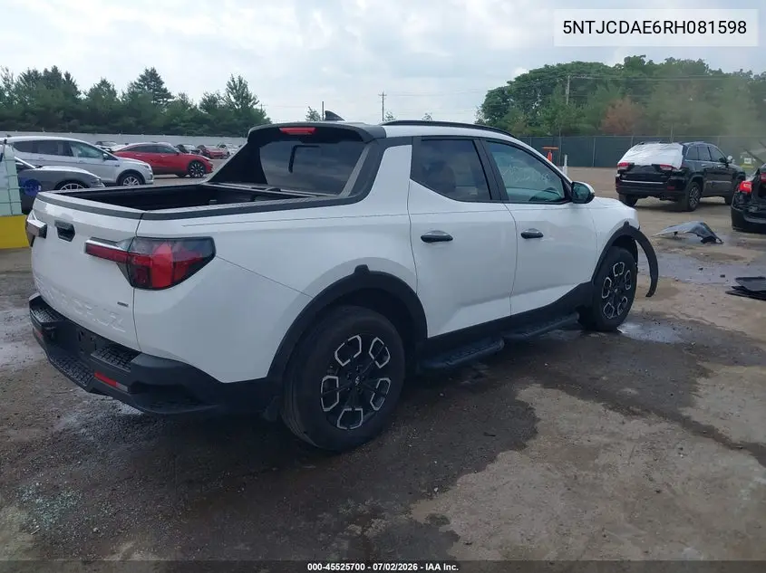 2024 Hyundai Santa Cruz Sel VIN: 5NTJCDAE6RH081598 Lot: 45525700