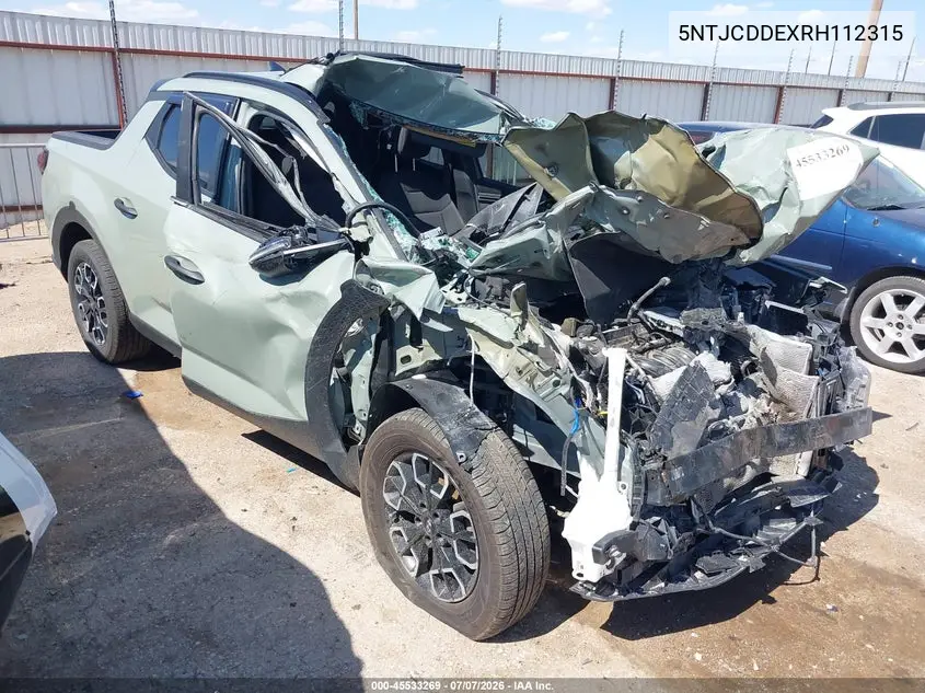 2024 Hyundai Santa Cruz Sel VIN: 5NTJCDDEXRH112315 Lot: 45533269