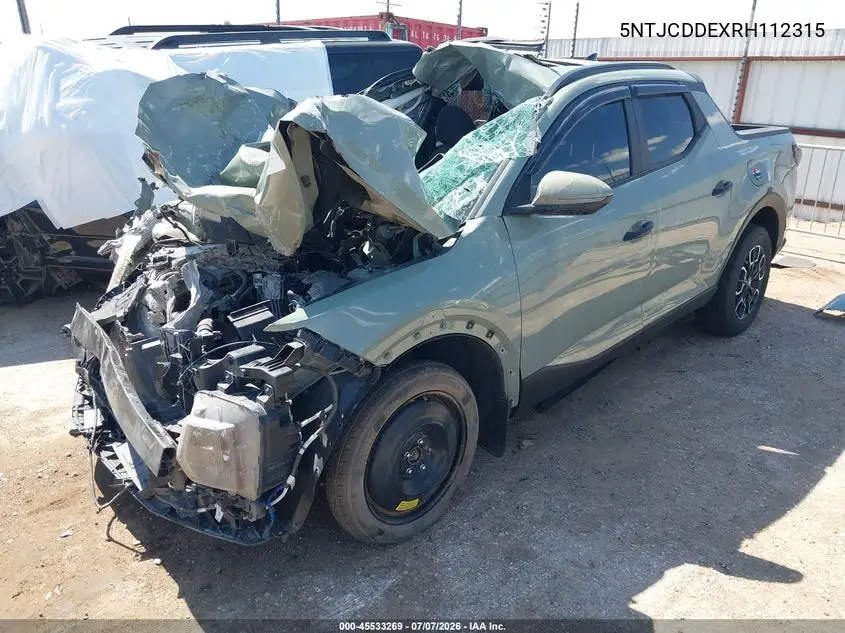 2024 Hyundai Santa Cruz Sel VIN: 5NTJCDDEXRH112315 Lot: 45533269