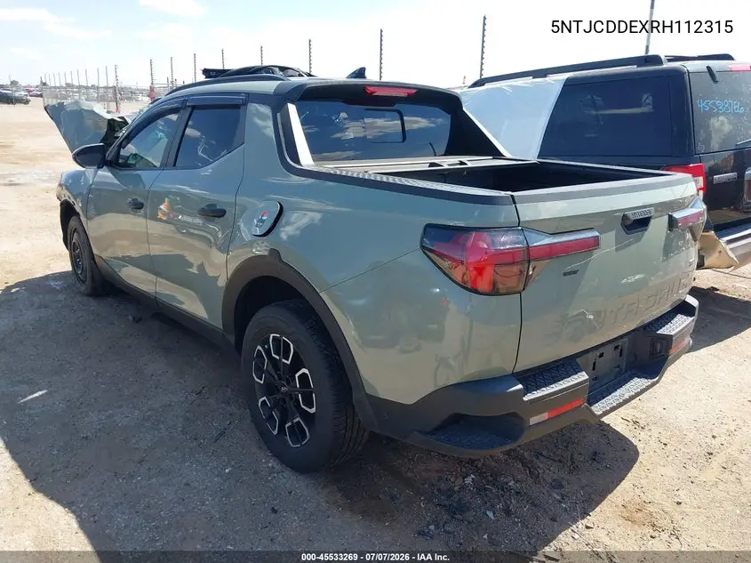 2024 Hyundai Santa Cruz Sel VIN: 5NTJCDDEXRH112315 Lot: 45533269