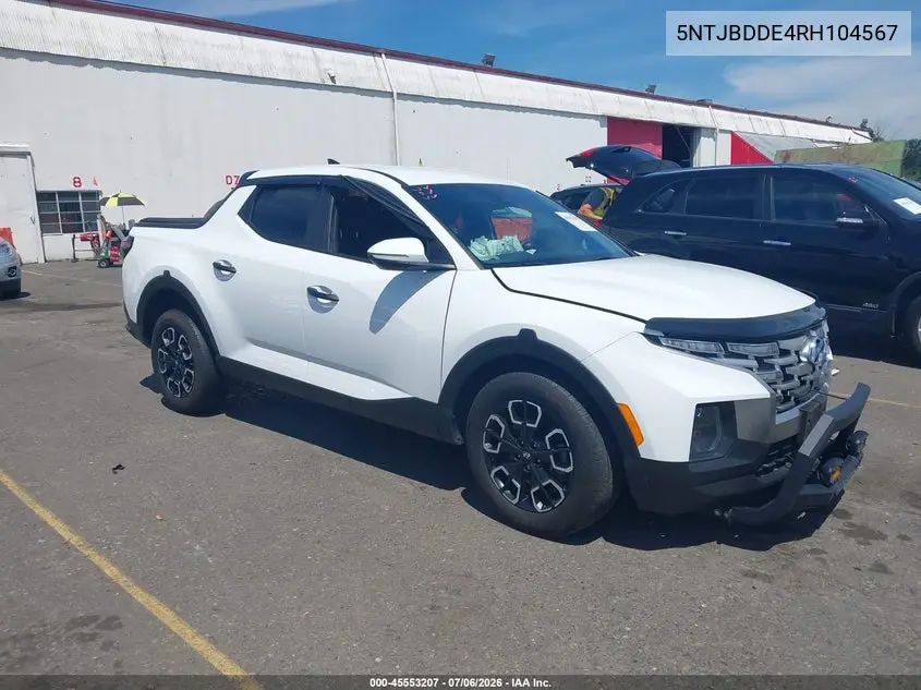 2024 Hyundai Santa Cruz Sel VIN: 5NTJBDDE4RH104567 Lot: 45553207
