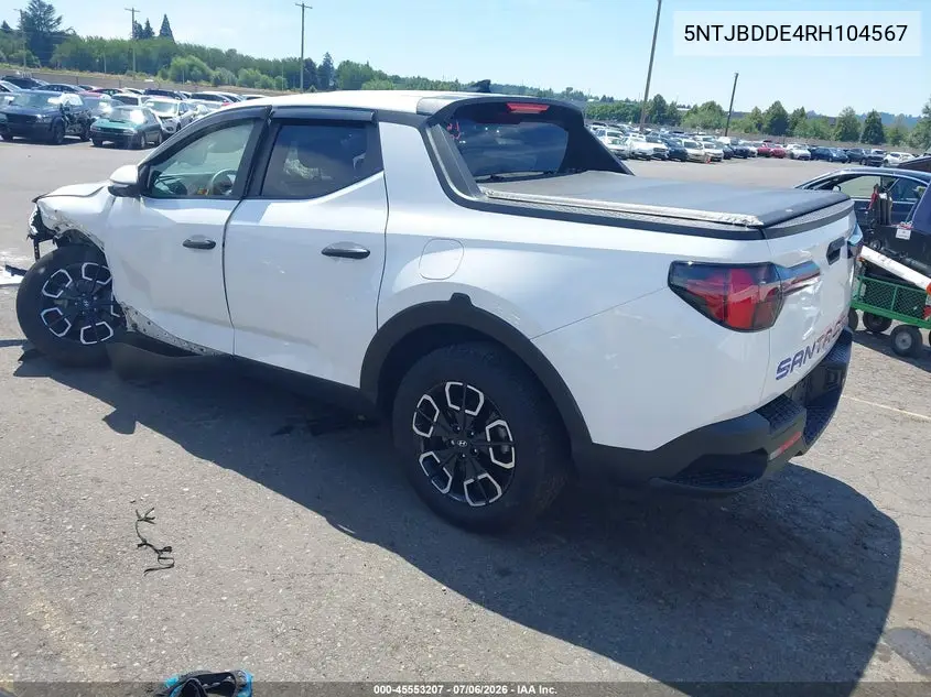 2024 Hyundai Santa Cruz Sel VIN: 5NTJBDDE4RH104567 Lot: 45553207