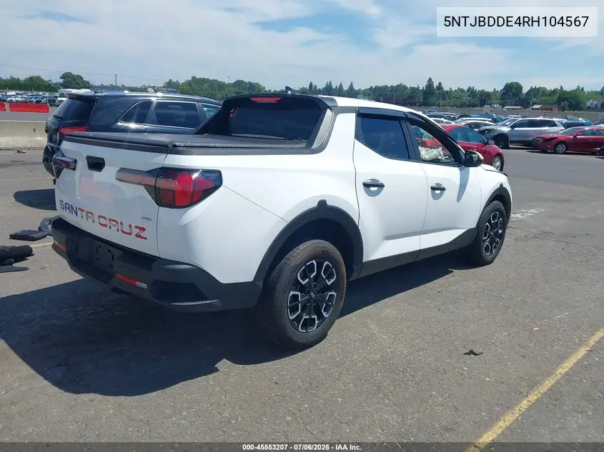 2024 Hyundai Santa Cruz Sel VIN: 5NTJBDDE4RH104567 Lot: 45553207