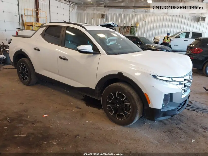 2024 Hyundai Santa Cruz Sel VIN: 5NTJC4DE2RH114656 Lot: 45622598