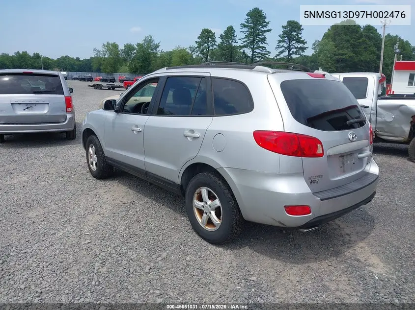 2007 Hyundai Santa Fe Gls VIN: 5NMSG13D97H002476 Lot: 45651031