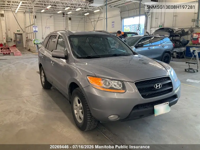 2008 Hyundai Santa Fe Gl VIN: 5NMSG13E08H197281 Lot: 20269446