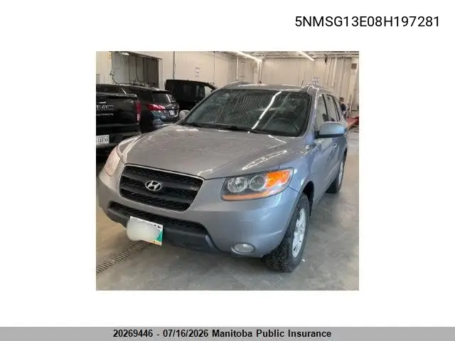 2008 Hyundai Santa Fe Gl VIN: 5NMSG13E08H197281 Lot: 20269446