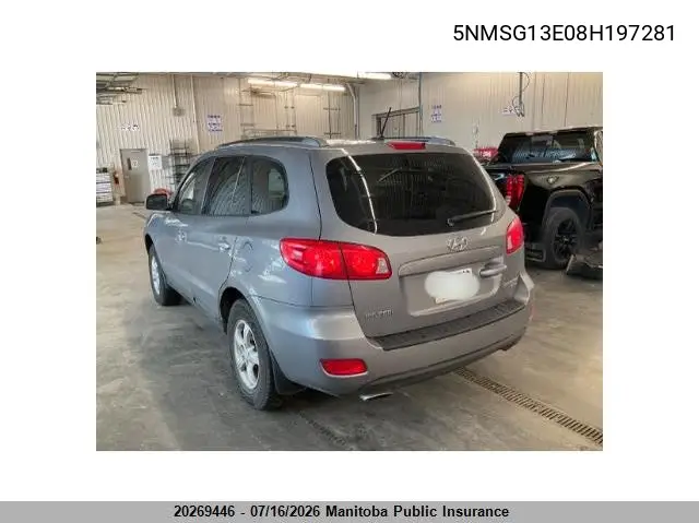2008 Hyundai Santa Fe Gl VIN: 5NMSG13E08H197281 Lot: 20269446