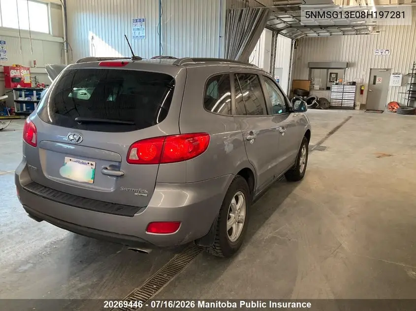 2008 Hyundai Santa Fe Gl VIN: 5NMSG13E08H197281 Lot: 20269446