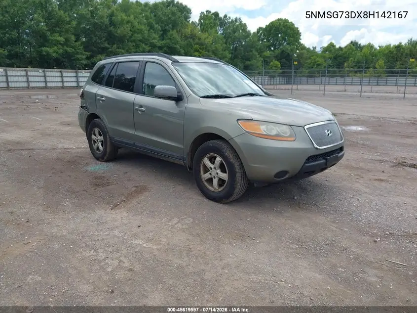 2008 Hyundai Santa Fe Gls VIN: 5NMSG73DX8H142167 Lot: 45619597