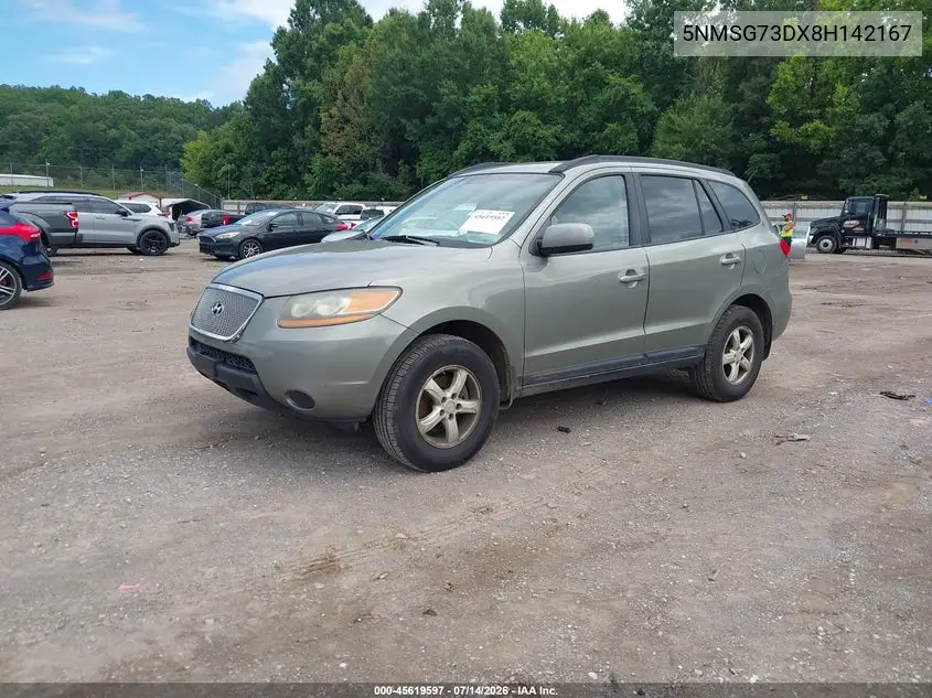 2008 Hyundai Santa Fe Gls VIN: 5NMSG73DX8H142167 Lot: 45619597