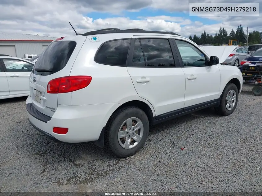 2009 Hyundai Santa Fe Gls VIN: 5NMSG73D49H279218 Lot: 45603679