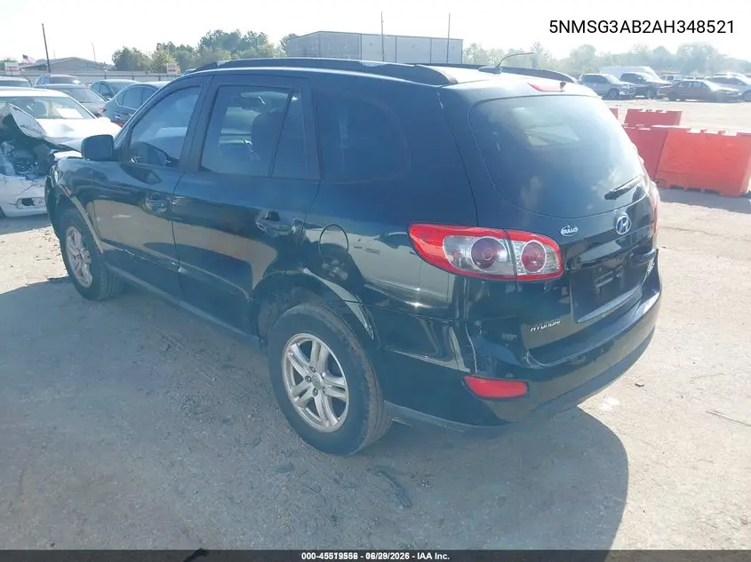 5NMSG3AB2AH348521 2010 Hyundai Santa Fe Gls