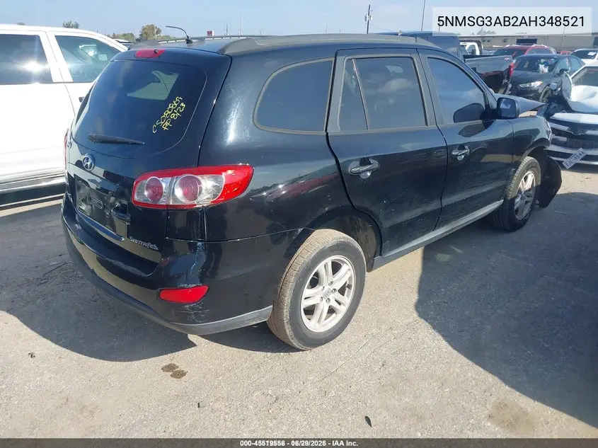 5NMSG3AB2AH348521 2010 Hyundai Santa Fe Gls