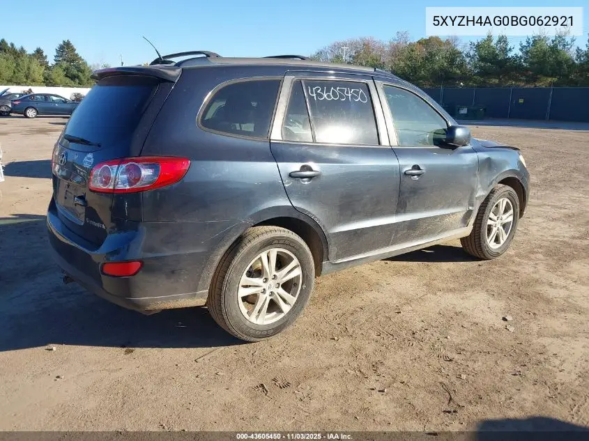 5XYZH4AG0BG062921 2011 Hyundai Santa Fe Se