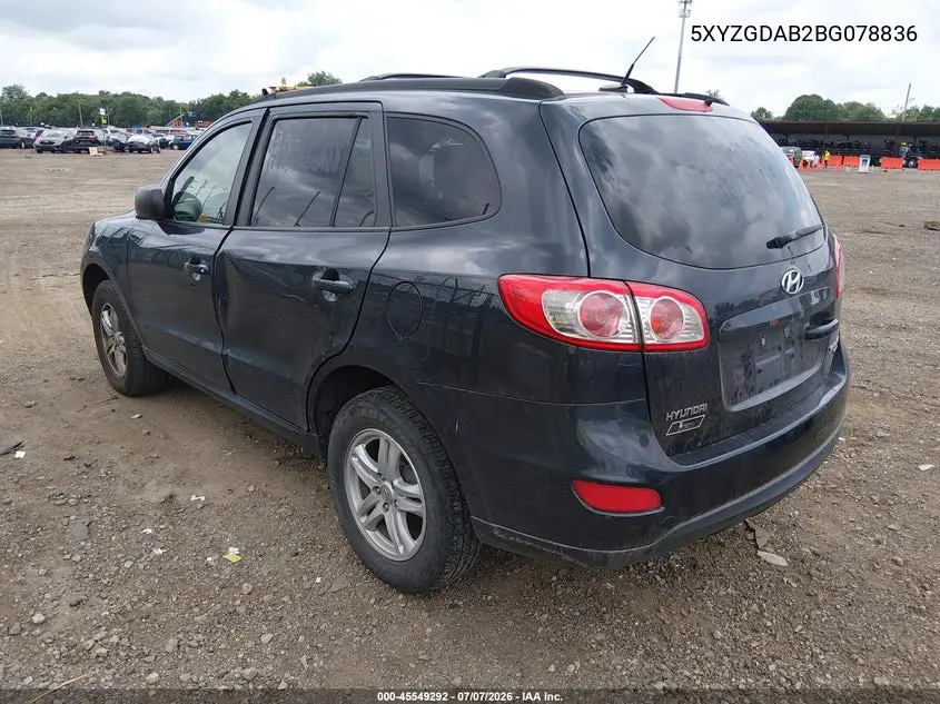 2011 Hyundai Santa Fe Gls VIN: 5XYZGDAB2BG078836 Lot: 45549292