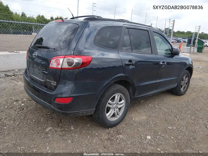 2011 Hyundai Santa Fe Gls VIN: 5XYZGDAB2BG078836 Lot: 45549292