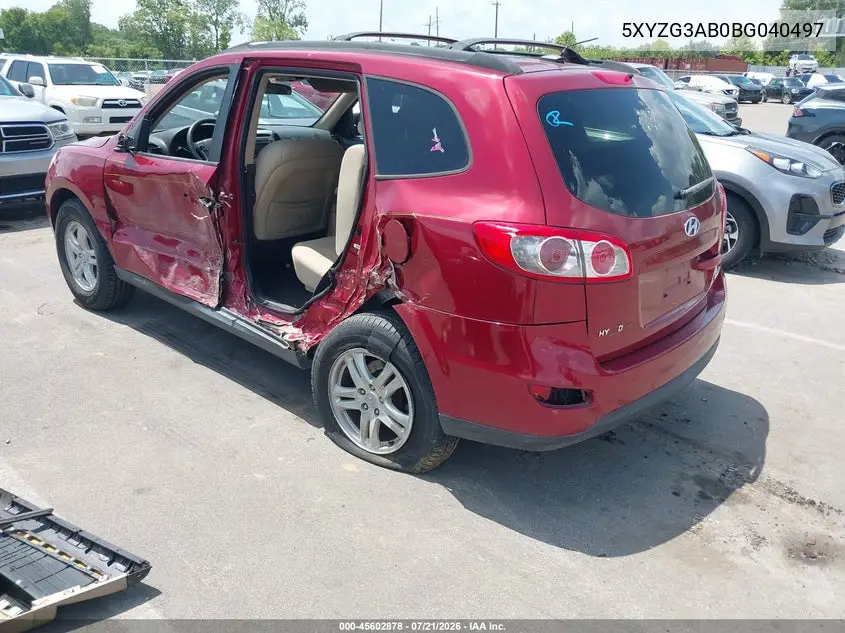 2011 Hyundai Santa Fe Gls VIN: 5XYZG3AB0BG040497 Lot: 45602878