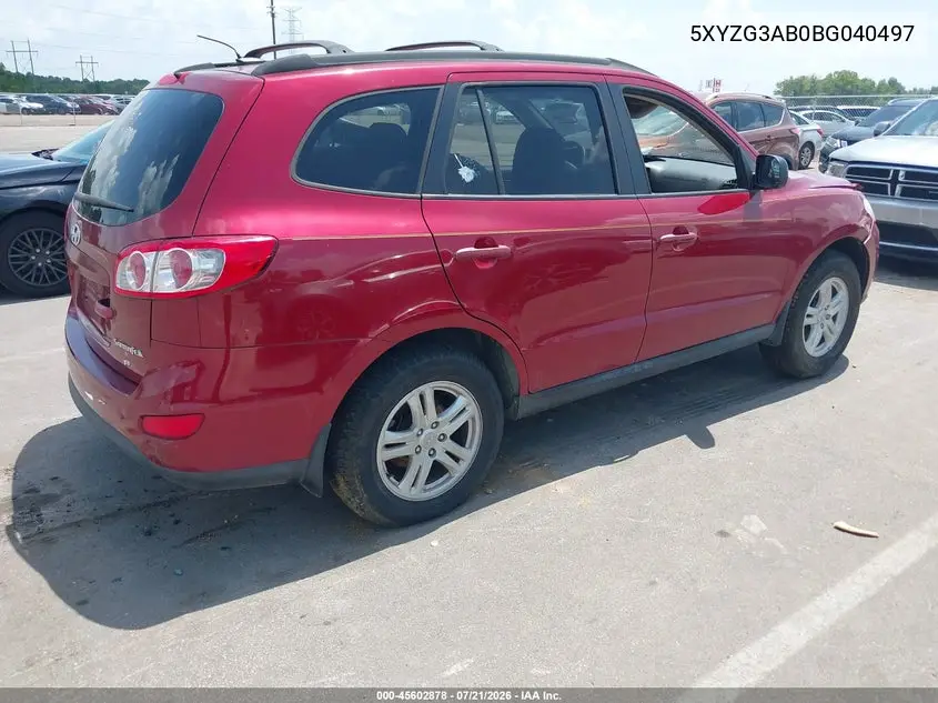 2011 Hyundai Santa Fe Gls VIN: 5XYZG3AB0BG040497 Lot: 45602878