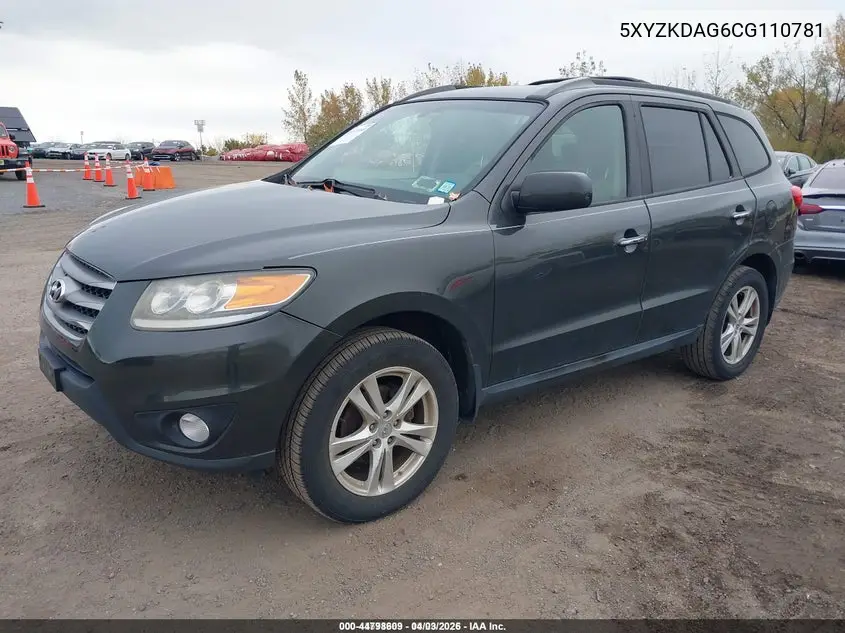 5XYZKDAG6CG110781 2012 Hyundai Santa Fe Limited V6