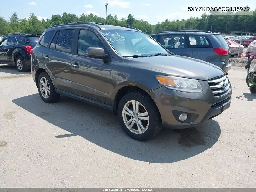 2012 Hyundai Santa Fe Limited V6 VIN: 5XYZKDAG6CG135972 Lot: 45680883