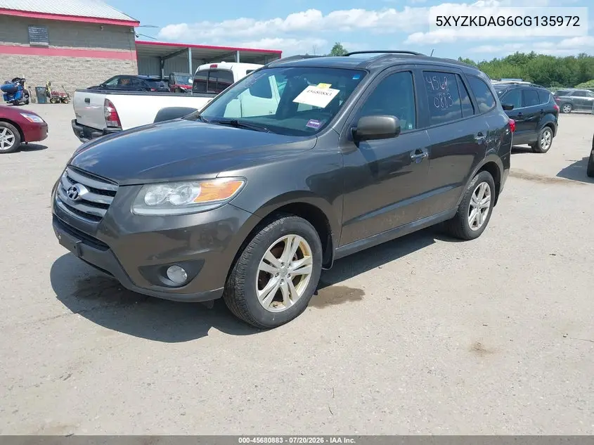 2012 Hyundai Santa Fe Limited V6 VIN: 5XYZKDAG6CG135972 Lot: 45680883