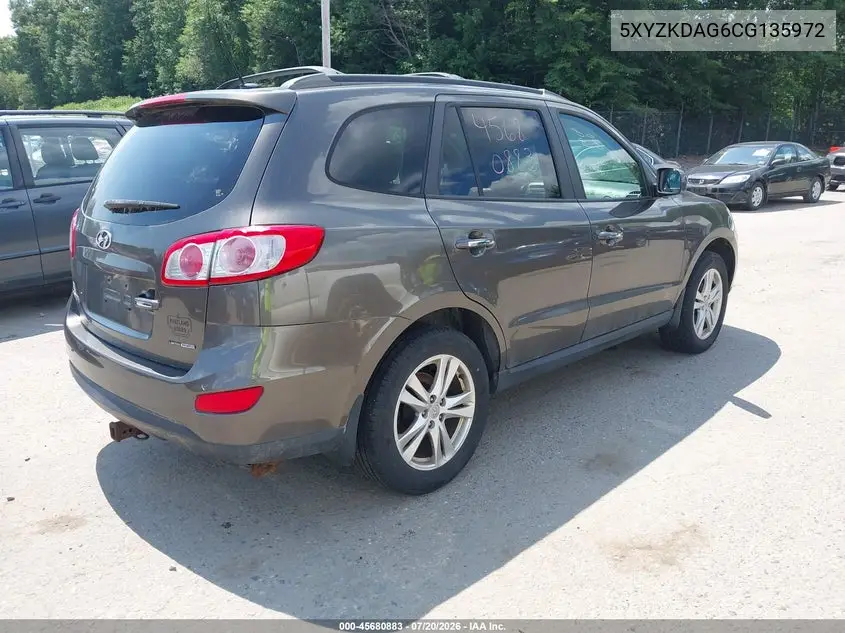 2012 Hyundai Santa Fe Limited V6 VIN: 5XYZKDAG6CG135972 Lot: 45680883