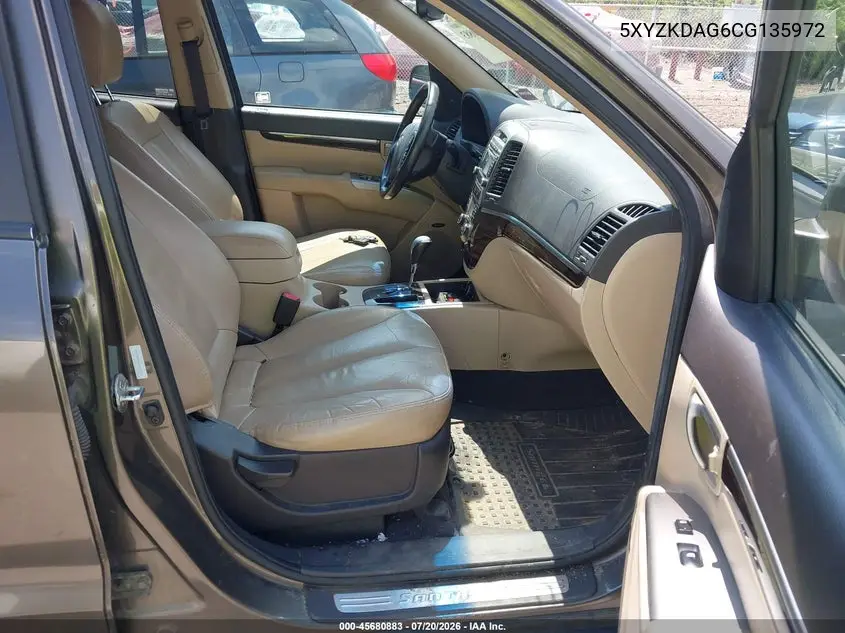 2012 Hyundai Santa Fe Limited V6 VIN: 5XYZKDAG6CG135972 Lot: 45680883