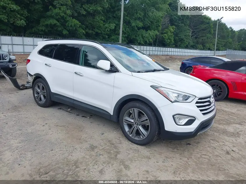 2016 Hyundai Santa Fe Se VIN: KM8SRDHF3GU155820 Lot: 45345655