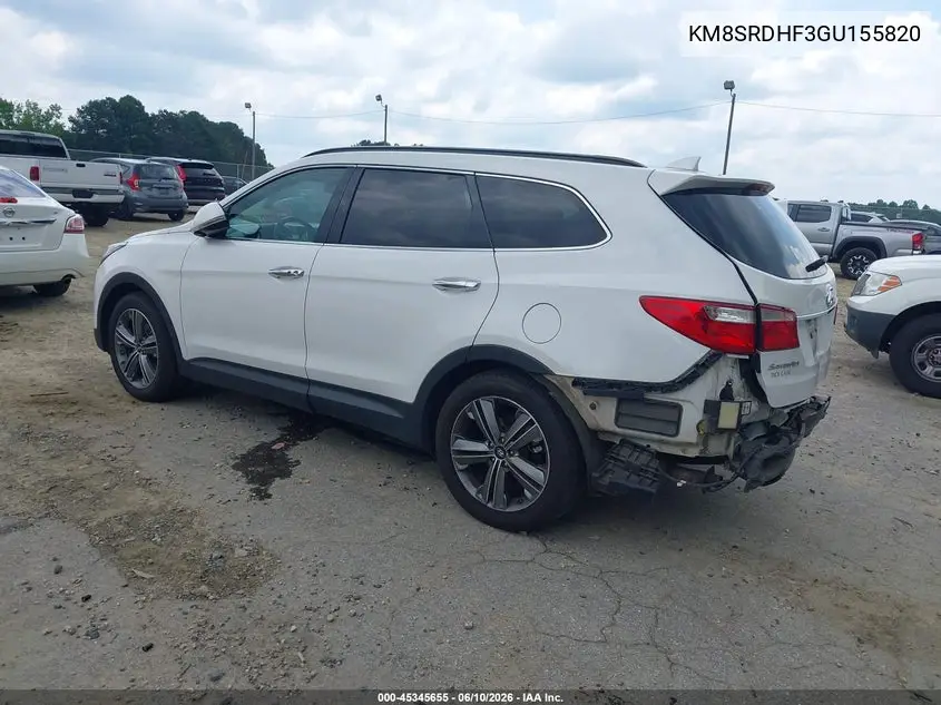 2016 Hyundai Santa Fe Se VIN: KM8SRDHF3GU155820 Lot: 45345655