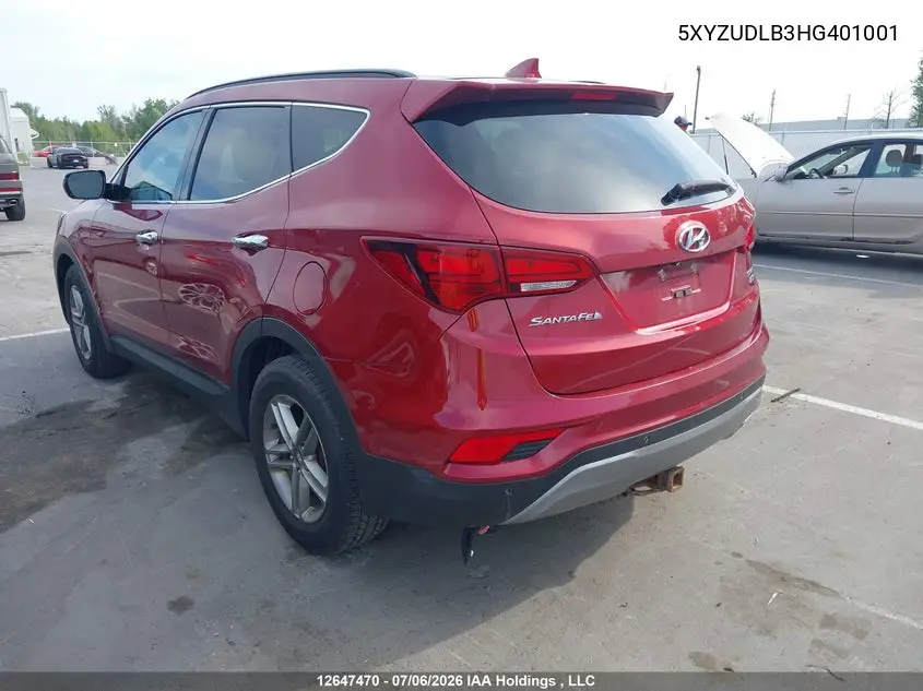 2017 Hyundai Santa Fe Sport 2.4 Premium VIN: 5XYZUDLB3HG401001 Lot: 12647470