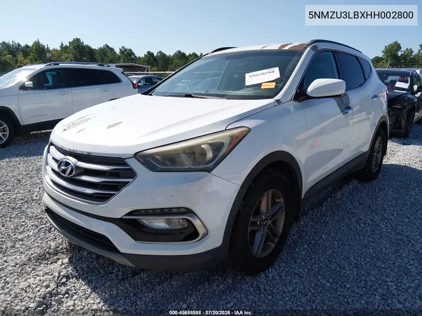 2017 Hyundai Santa Fe Sport 2.4L VIN: 5NMZU3LBXHH002800 Lot: 45658588