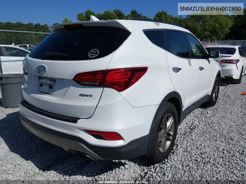 2017 Hyundai Santa Fe Sport 2.4L VIN: 5NMZU3LBXHH002800 Lot: 45658588