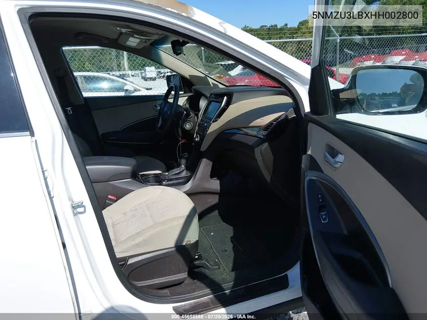 2017 Hyundai Santa Fe Sport 2.4L VIN: 5NMZU3LBXHH002800 Lot: 45658588