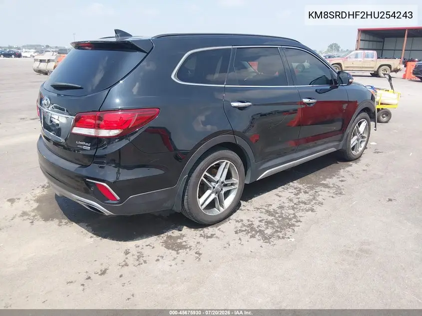 2017 Hyundai Santa Fe Limited Ultimate VIN: KM8SRDHF2HU254243 Lot: 45675930