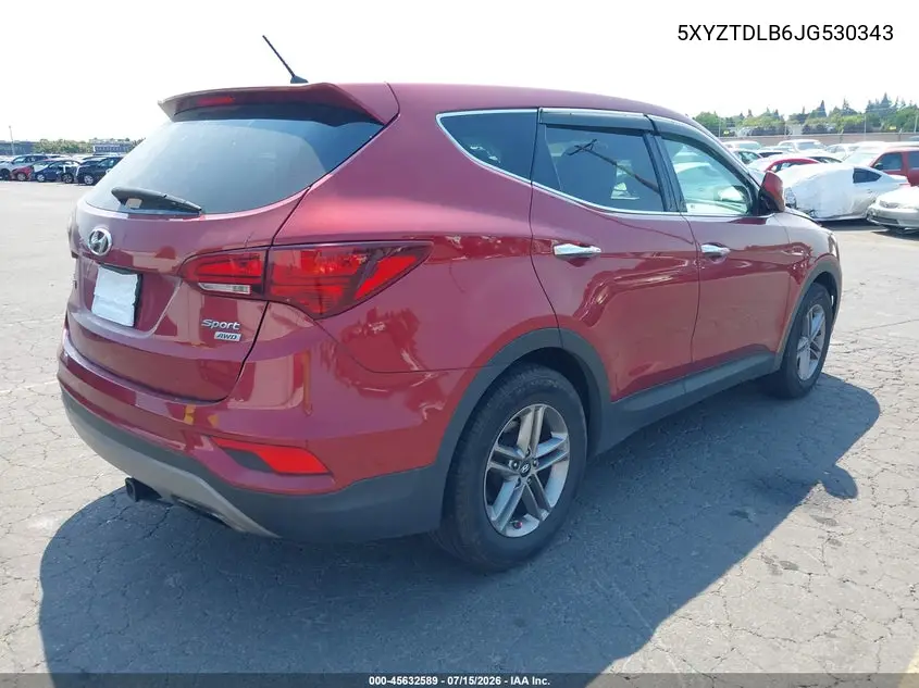 2018 Hyundai Santa Fe Sport 2.4L VIN: 5XYZTDLB6JG530343 Lot: 45632589