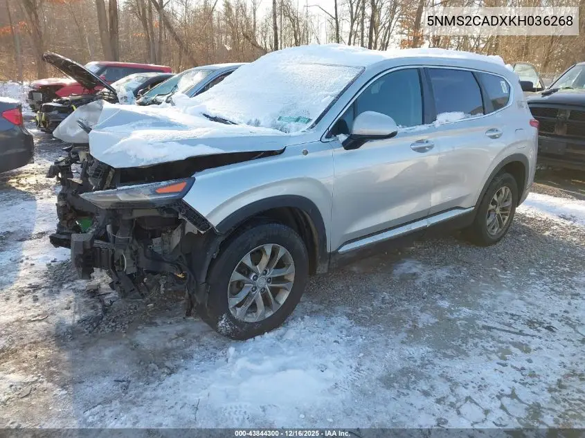 5NMS2CADXKH036268 2019 Hyundai Santa Fe Se
