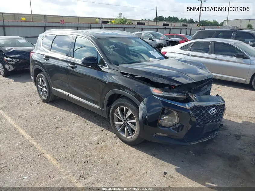 2019 Hyundai Santa Fe Sel Plus VIN: 5NMS33AD6KH031906 Lot: 45339563