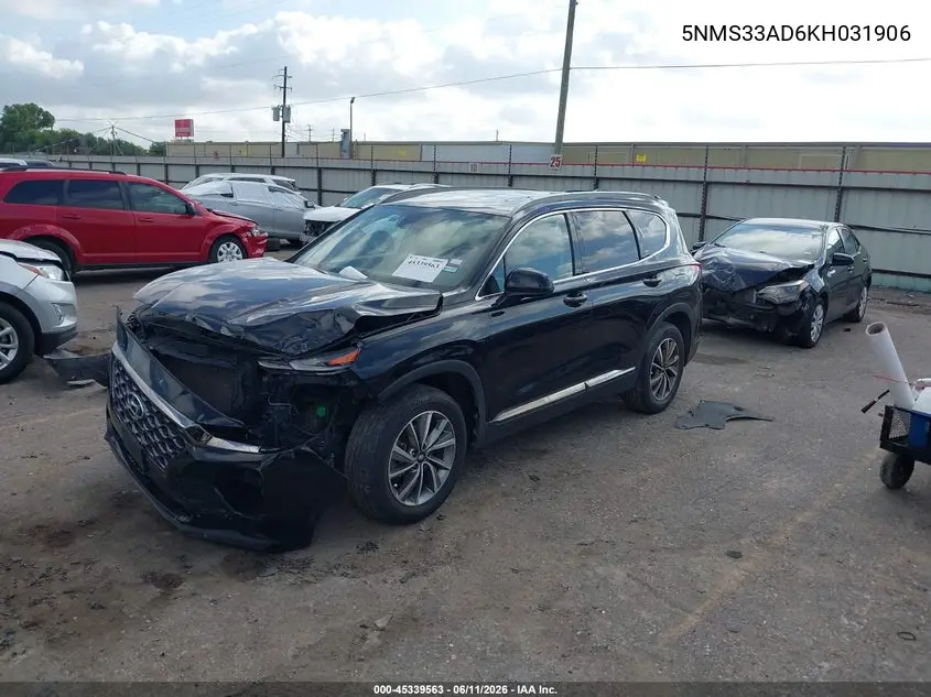 2019 Hyundai Santa Fe Sel Plus VIN: 5NMS33AD6KH031906 Lot: 45339563
