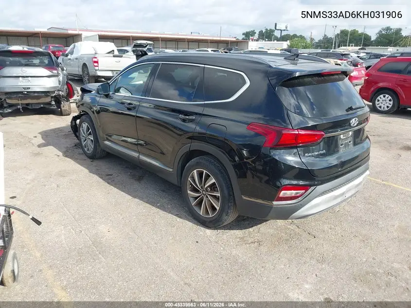 2019 Hyundai Santa Fe Sel Plus VIN: 5NMS33AD6KH031906 Lot: 45339563