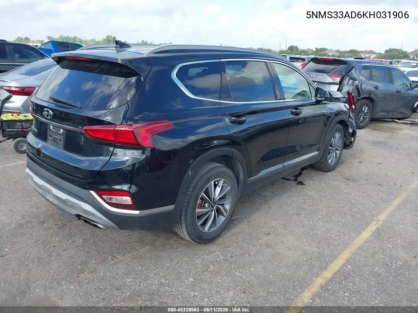 2019 Hyundai Santa Fe Sel Plus VIN: 5NMS33AD6KH031906 Lot: 45339563