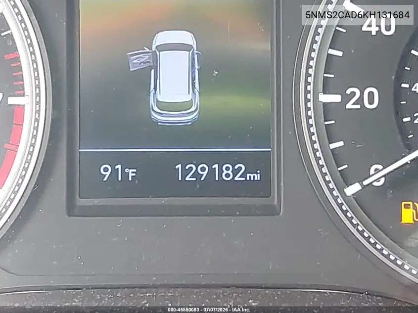 2019 Hyundai Santa Fe Se VIN: 5NMS2CAD6KH131684 Lot: 45550083