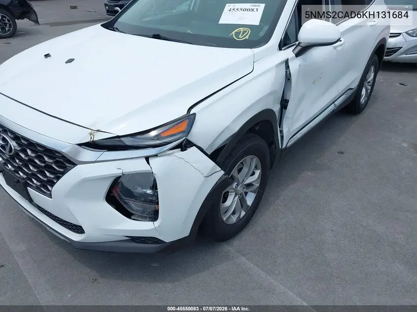 2019 Hyundai Santa Fe Se VIN: 5NMS2CAD6KH131684 Lot: 45550083