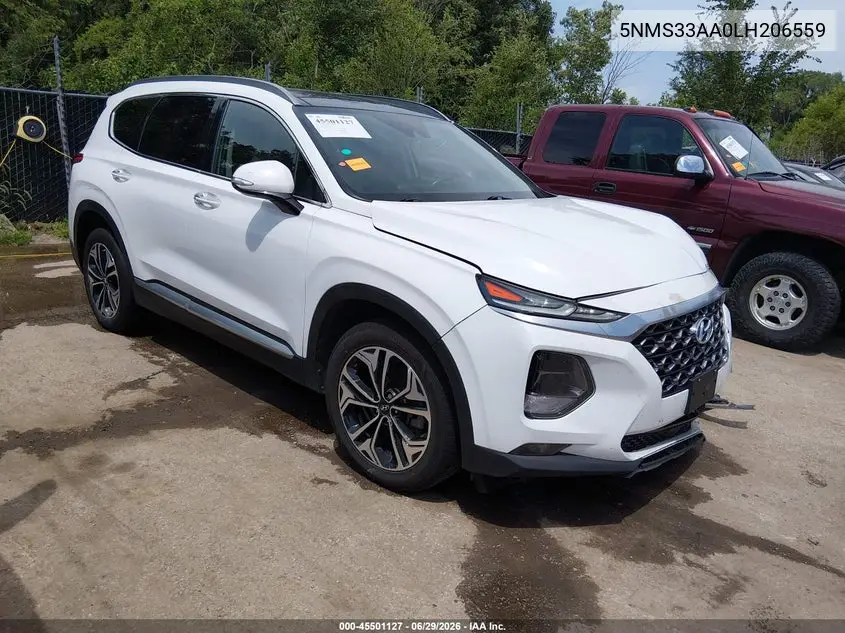 2020 Hyundai Santa Fe Sel 2.0T VIN: 5NMS33AA0LH206559 Lot: 45501127